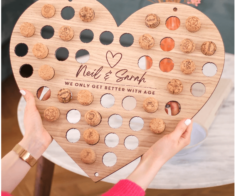 Personalized Champagne Cork Holder - Wine Heart Shape Cork Collection