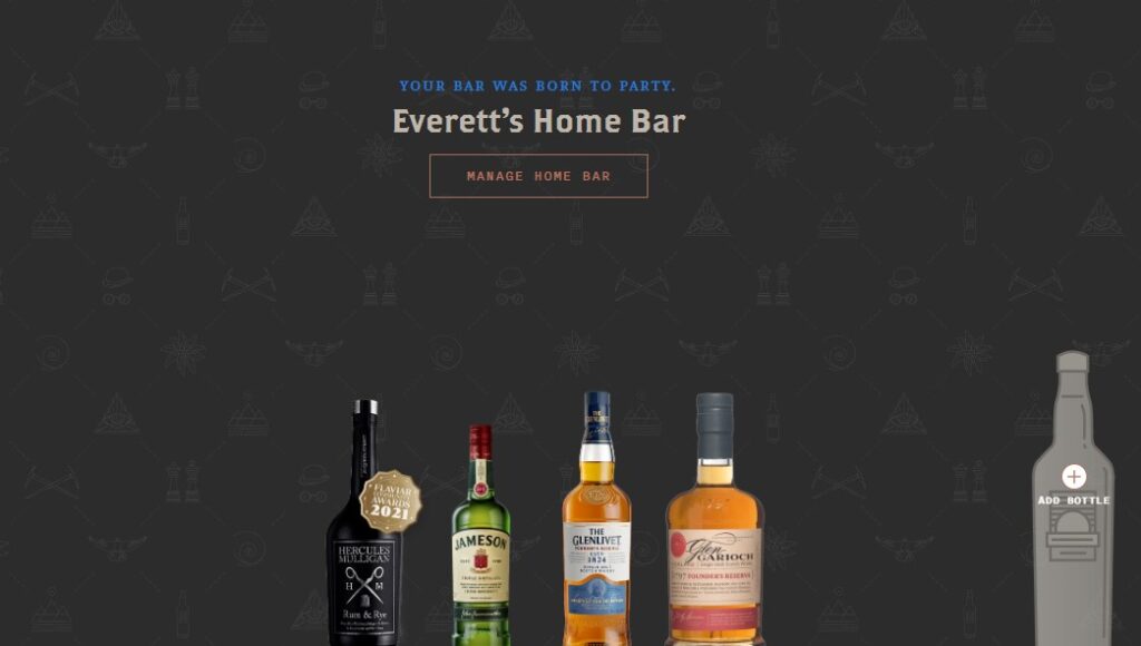 Home bar screenshot from the Flaviar website.