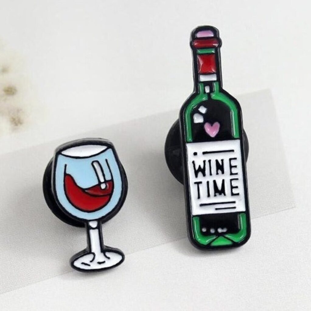 Wine enamel pin set