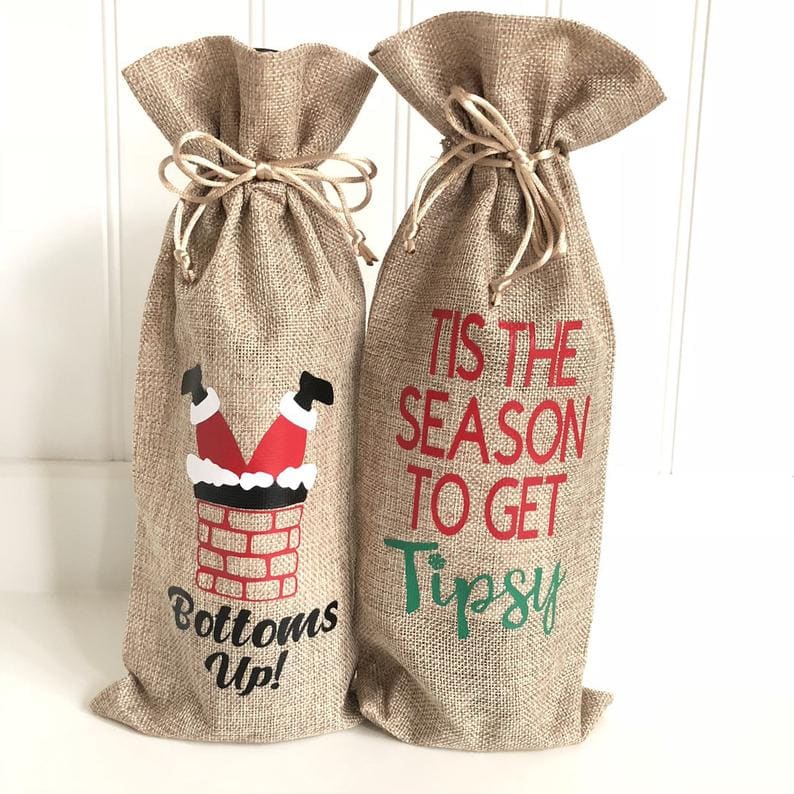 Wine And Bottle Bags Set Of 12 Christmas Wine Bottle T Bags With Tags Traditional Scenic