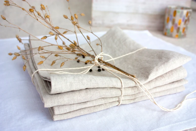 Handmade natural linen napkins
