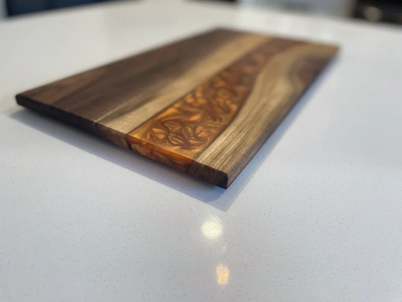 Large Epoxy Resin River Canadian Walnut Charcuterie Board in Liberty Copper Conditioned w. Food Safe Mineral Oil
