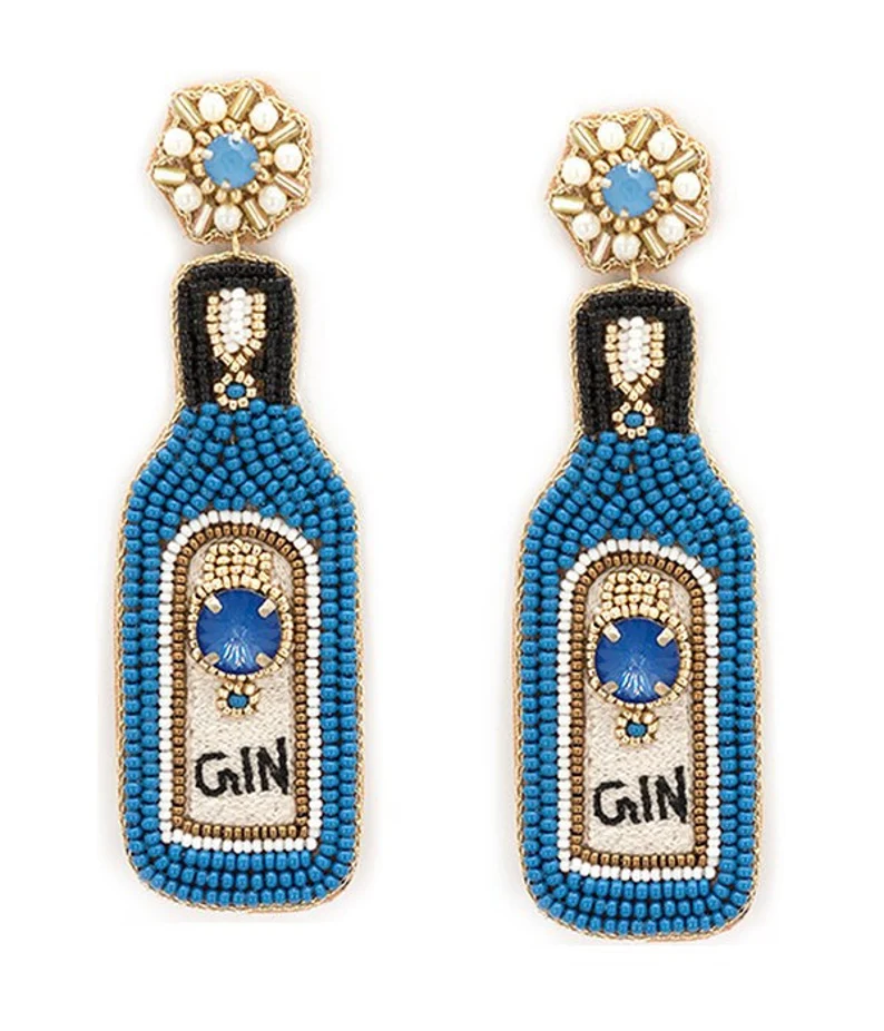 Gin bottle beaded earrings 