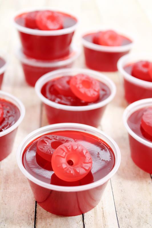 Life Saver Jello Shot Recipe - showing completed red jello shot. 