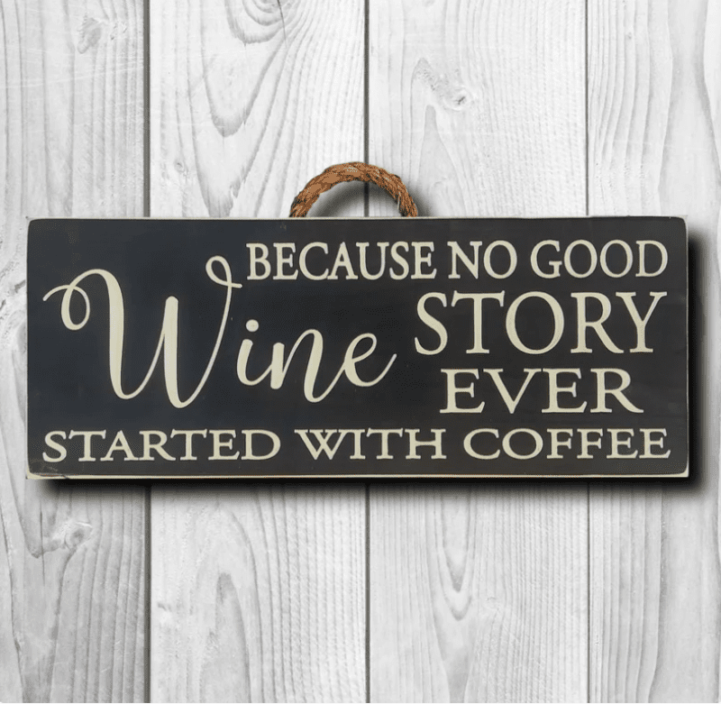 Wood wine kitchen sign