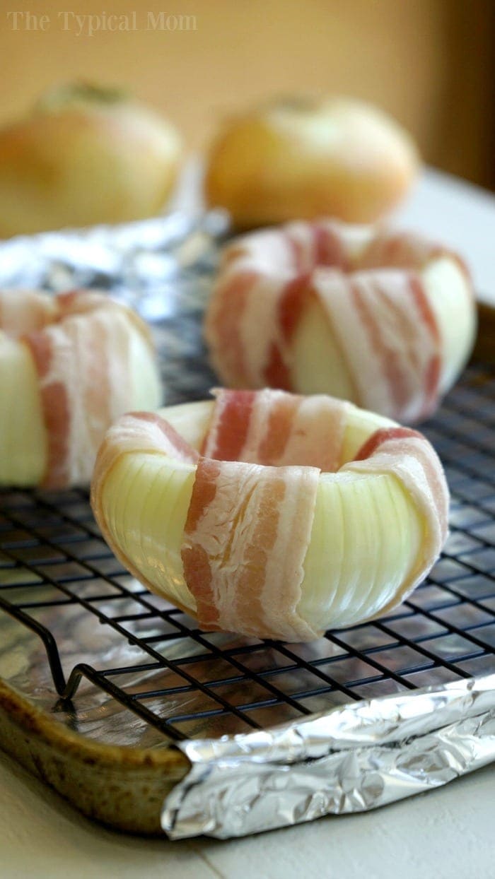 Mozzarella-Stuffed Bacon-Wrapped Onions