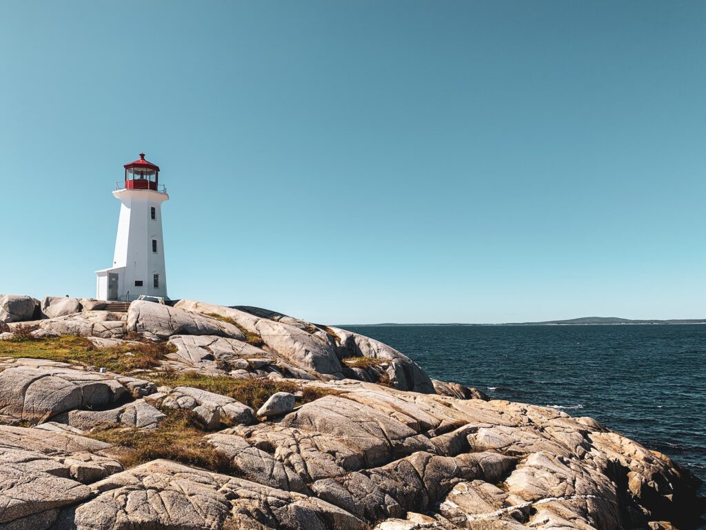 Lighthouse on the shore of Nova Scotia, Canada