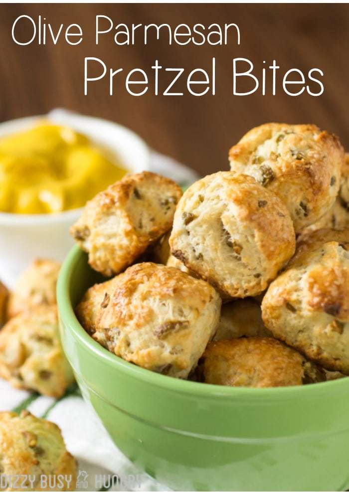 Pretzel Bites With Olives And Parmesan