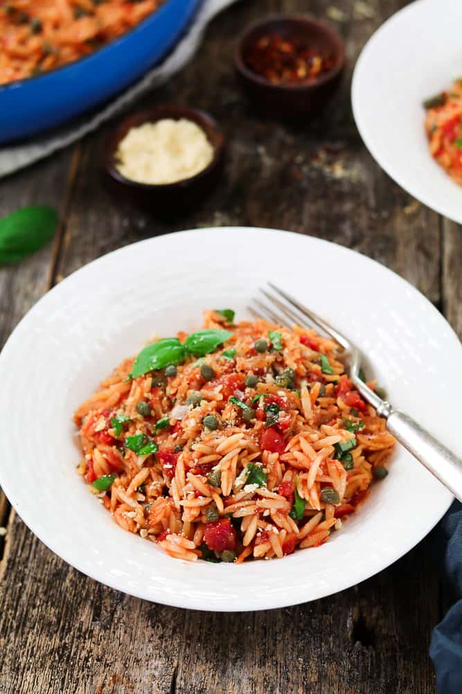 Tomato Based Dishes To Pair With Chianti - One Pot Basil and Tomato Orzo