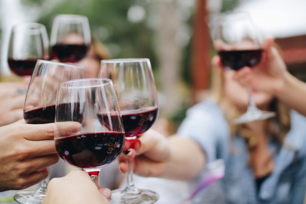 Friends enjoying wine in Quebec