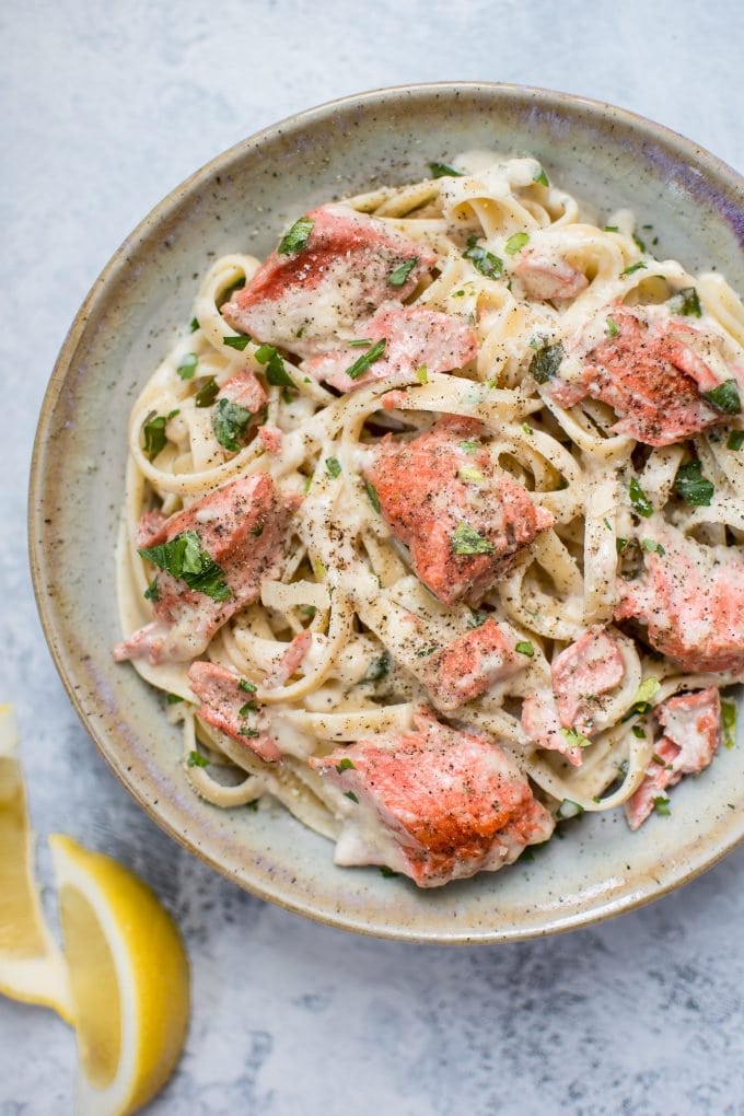 Salmon Pasta With Creamy Garlic Sauce - Salmon and Wine Ideas