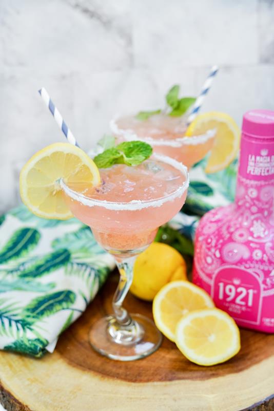 Close up of Pink Senorita cocktail. 