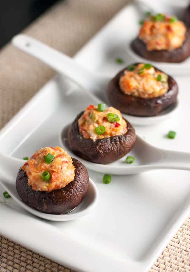 Smoked Salmon and Goat Cheese Stuffed Mushrooms Recipe - Smoked Salmon Appetizer Recipes for a Wine Tasting Party