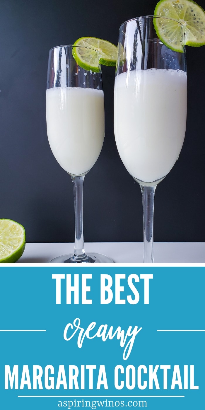 The best creamy margarita cocktail! | Try this spin on the classic margarita today, it's smooth and rich, without the bite of a traditional tequila margarita. The lime flavour comes through and it's frothy and delicious. #cocktail #tequila #margarita #bartending