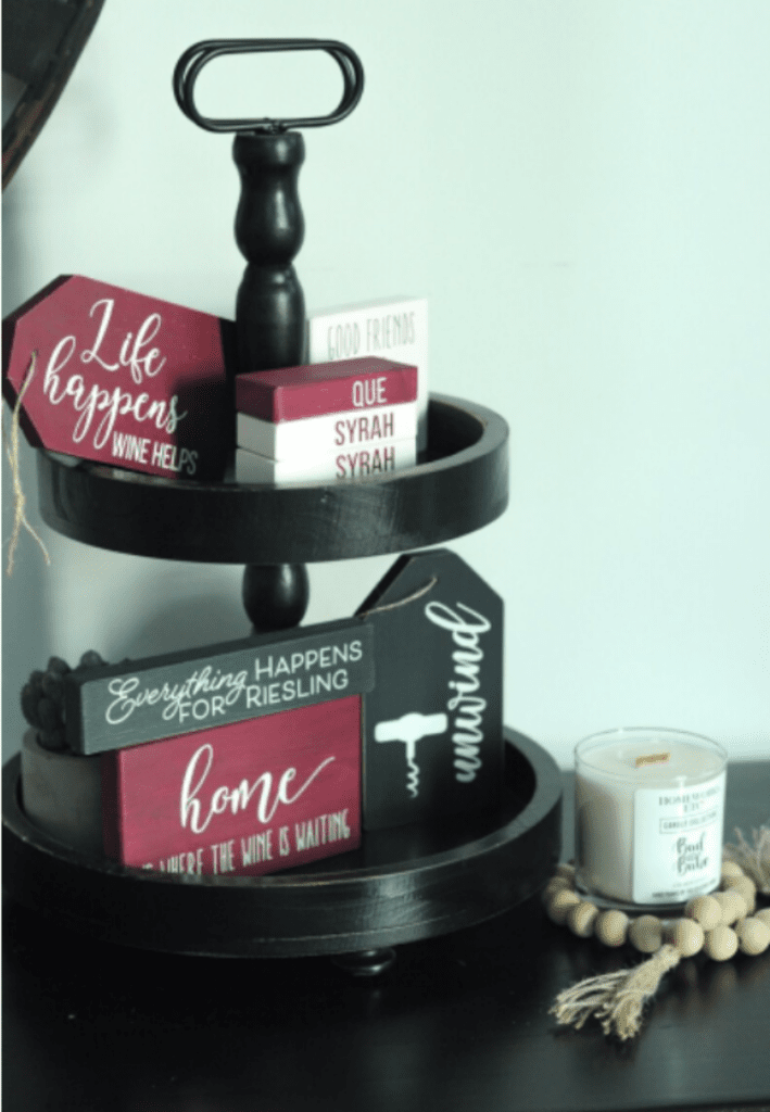 Wine Themed Tiered Tray Décor