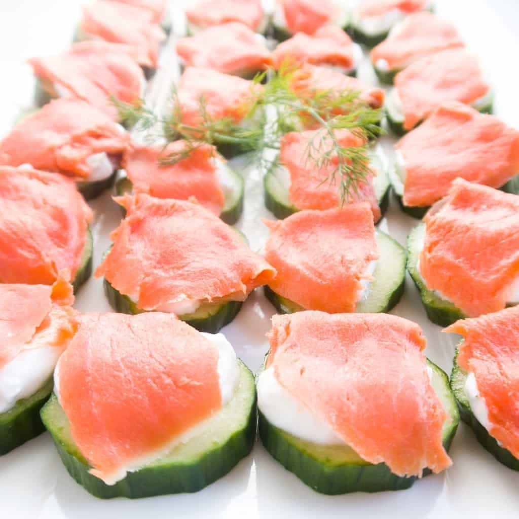 Smoked Salmon Cucumber Bites - Smoked Salmon Appetizers for your next wine tasting